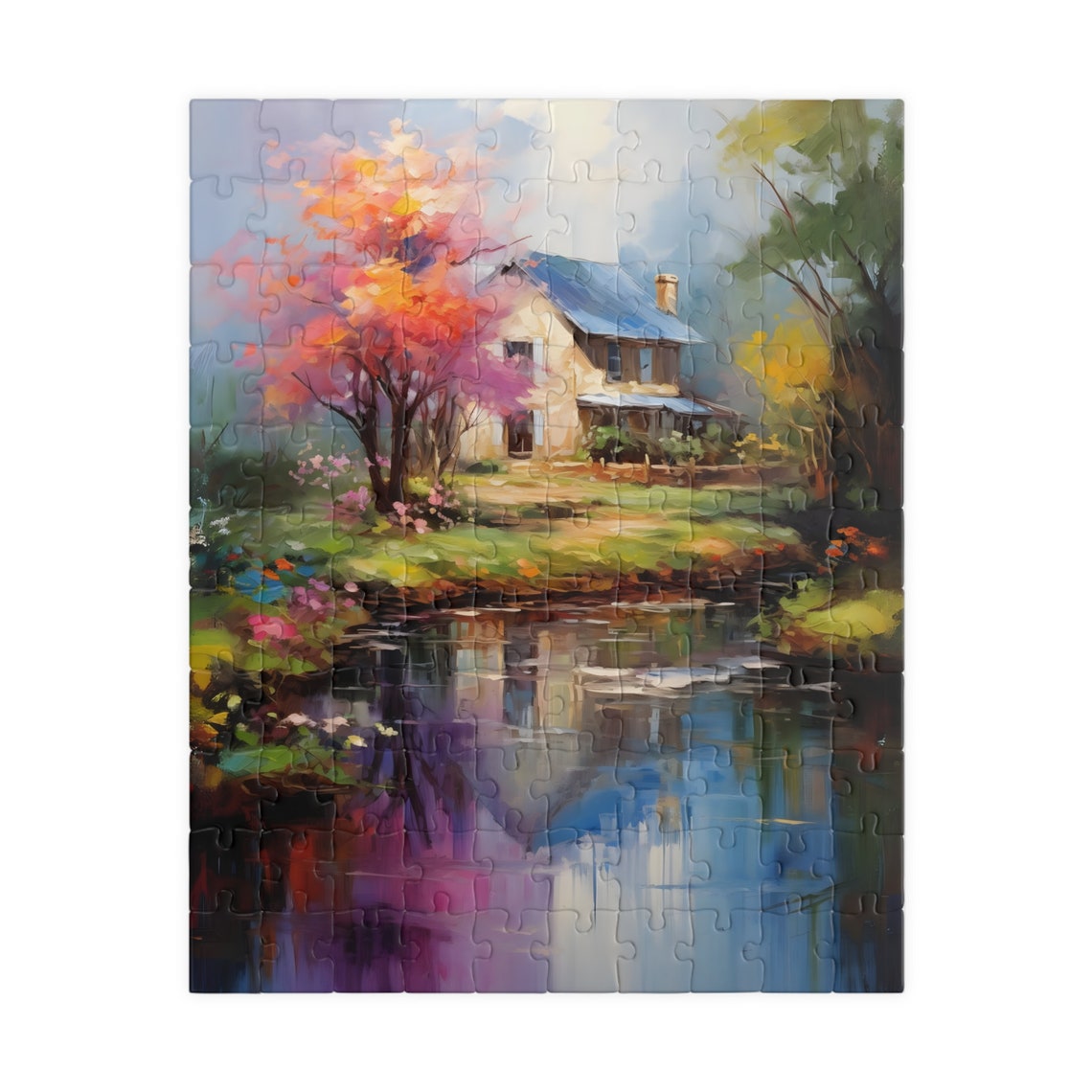 Country House Creek Impressionist Landscape Painting Art Poster - Image 2