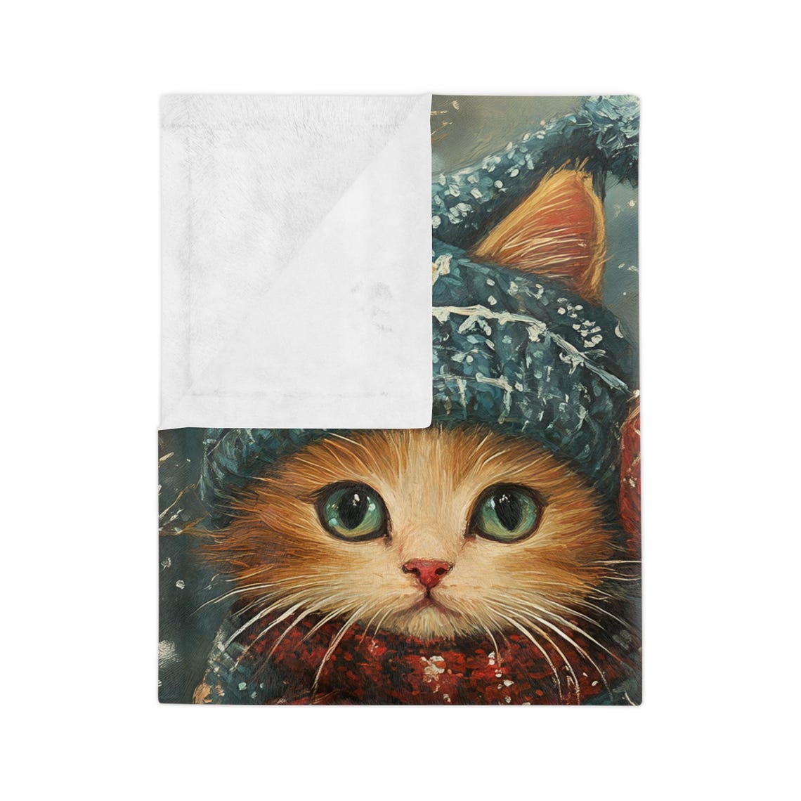 Four Cute Stacked Kittens in Winter Hats and Red Scarves Art Print - Image 3