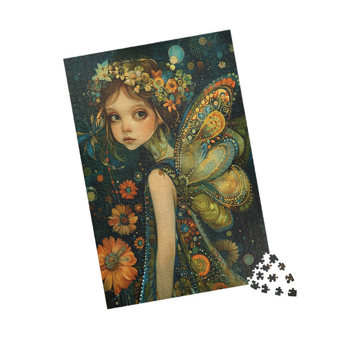 Fairy Girl With Butterfly Wings and Floral Crown Fantasy Art Poster - Image 4