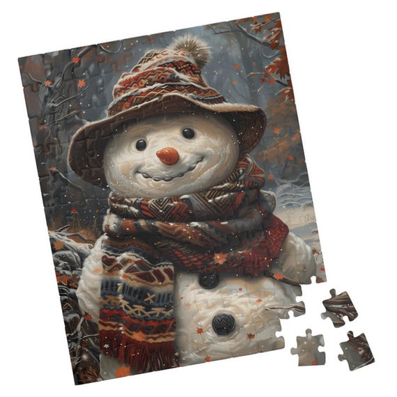 Sweet Fall Snowman Jigsaw Puzzle Tech Free Fun Activity Great Gift For Birthdays Paitents And Nursing Homes