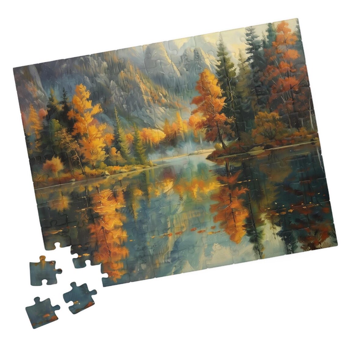 Mountain Lake In Fall Art Print, Autumn Landscape