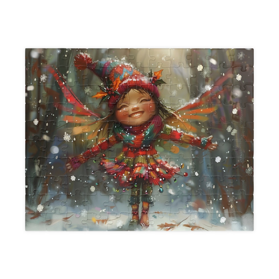 Joyful Little Winter Fairy Dancing In Falling Snow Art Poster - Image 5