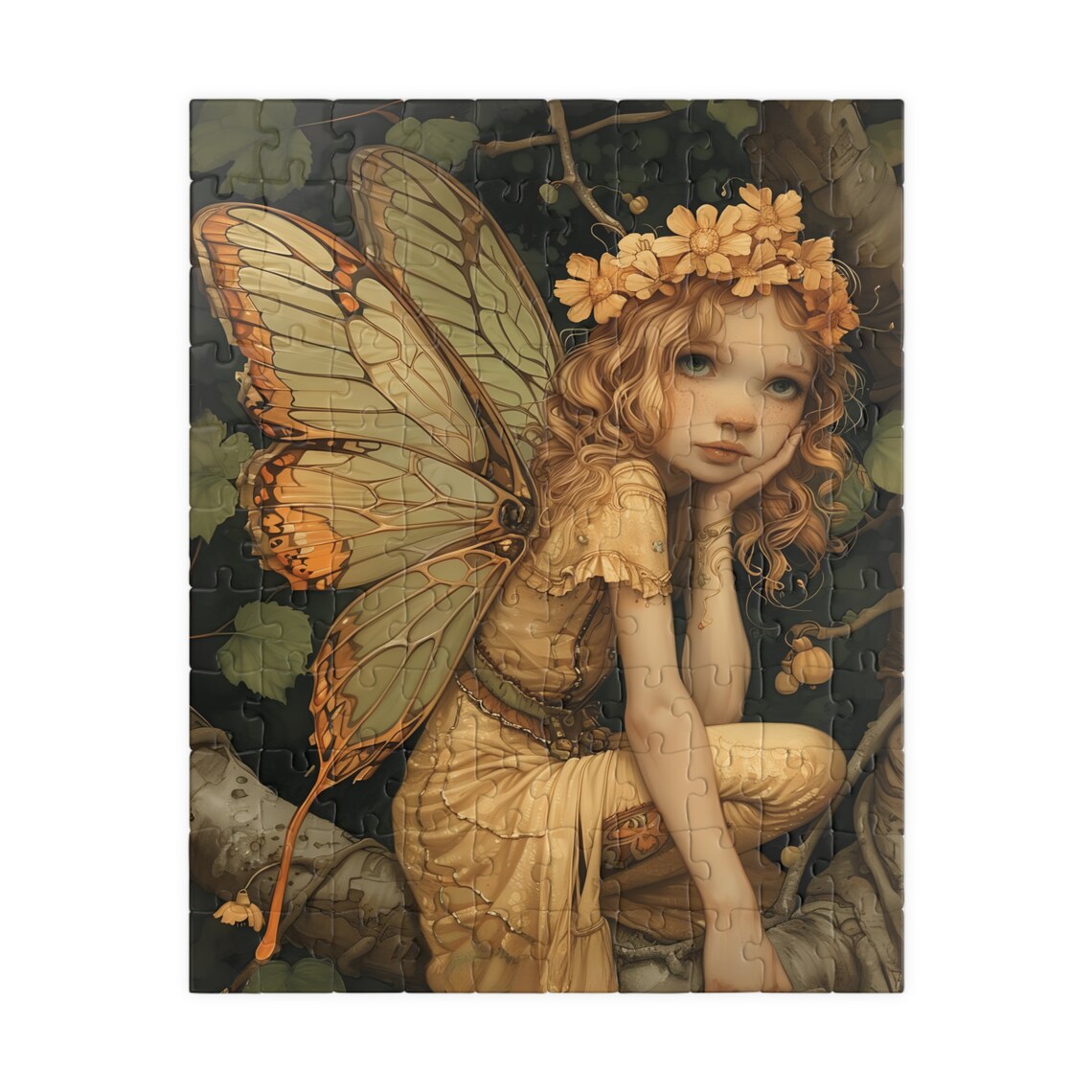 Tree Fairy With Butterfly Wings and Flower Crown Woodland Art Poster - Image 2
