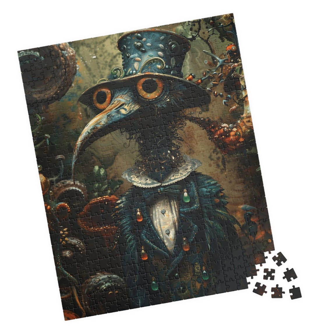 Gothic Plague Doctor Crow in a Steampunk Top Hat Dark Art Poster