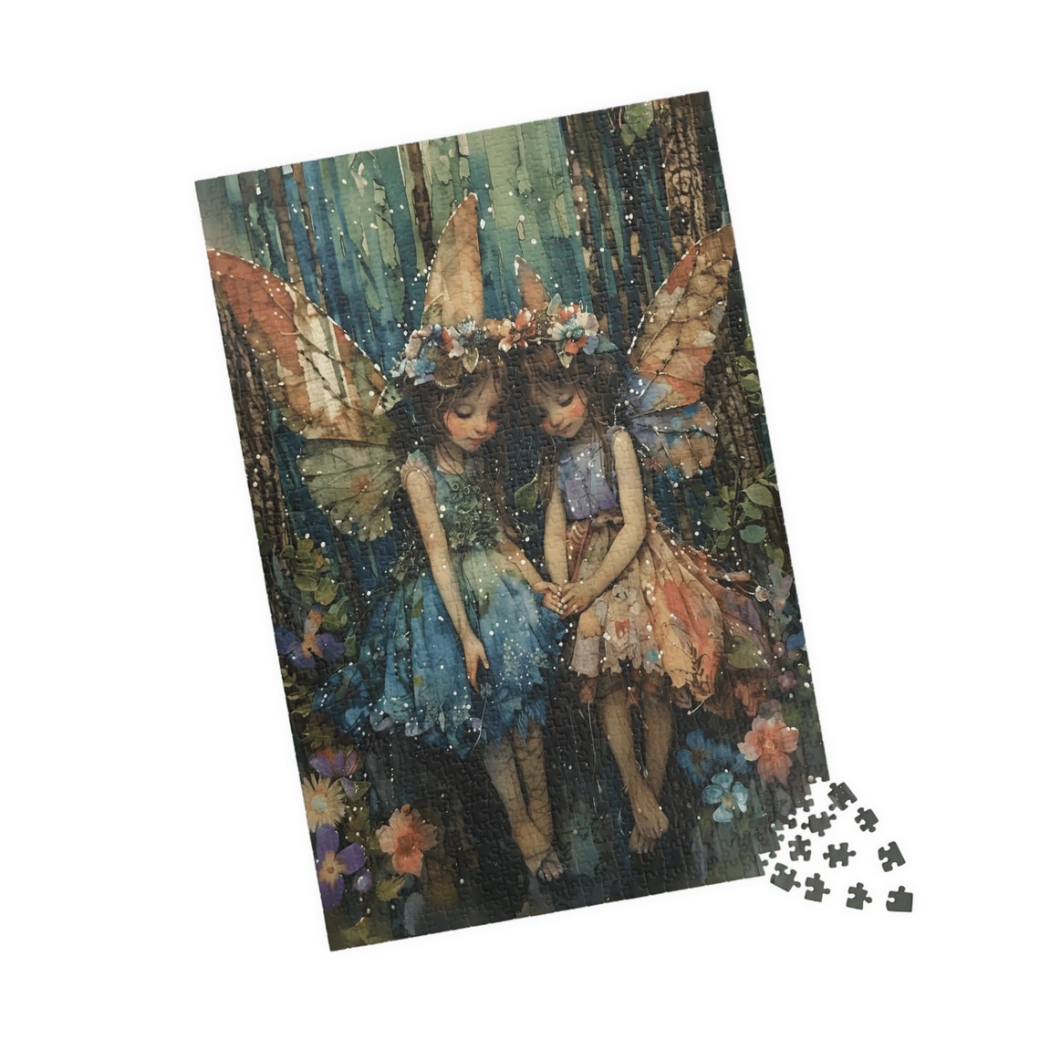 Two Watercolor Fairies Forest Sisters Fantasy Whimsical Poster - Image 4
