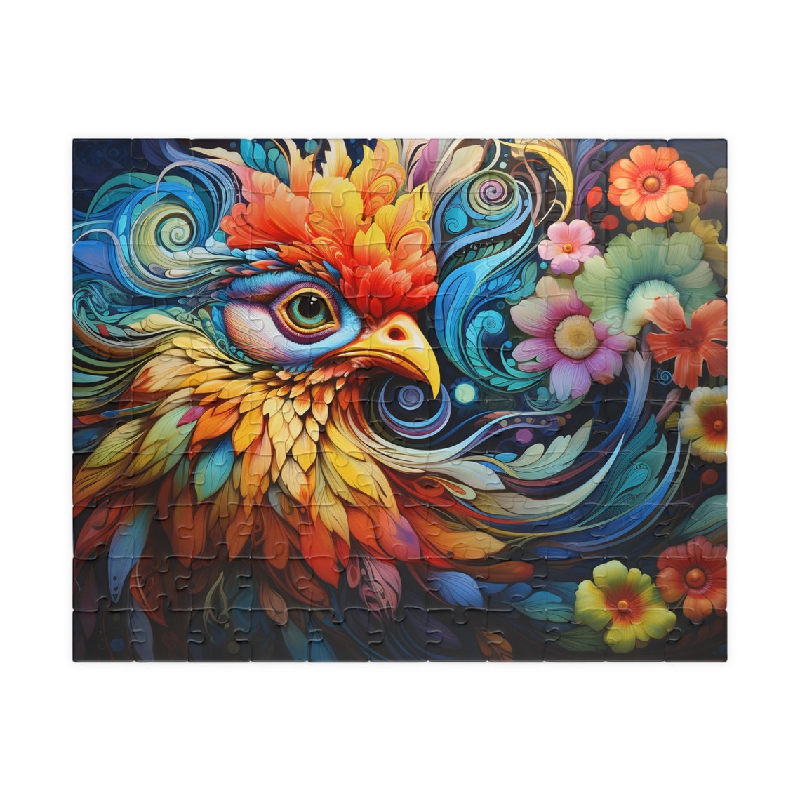 Colorful Bohemian Chicken Swirl Art Whimsical Folk Bird Poster - Image 5