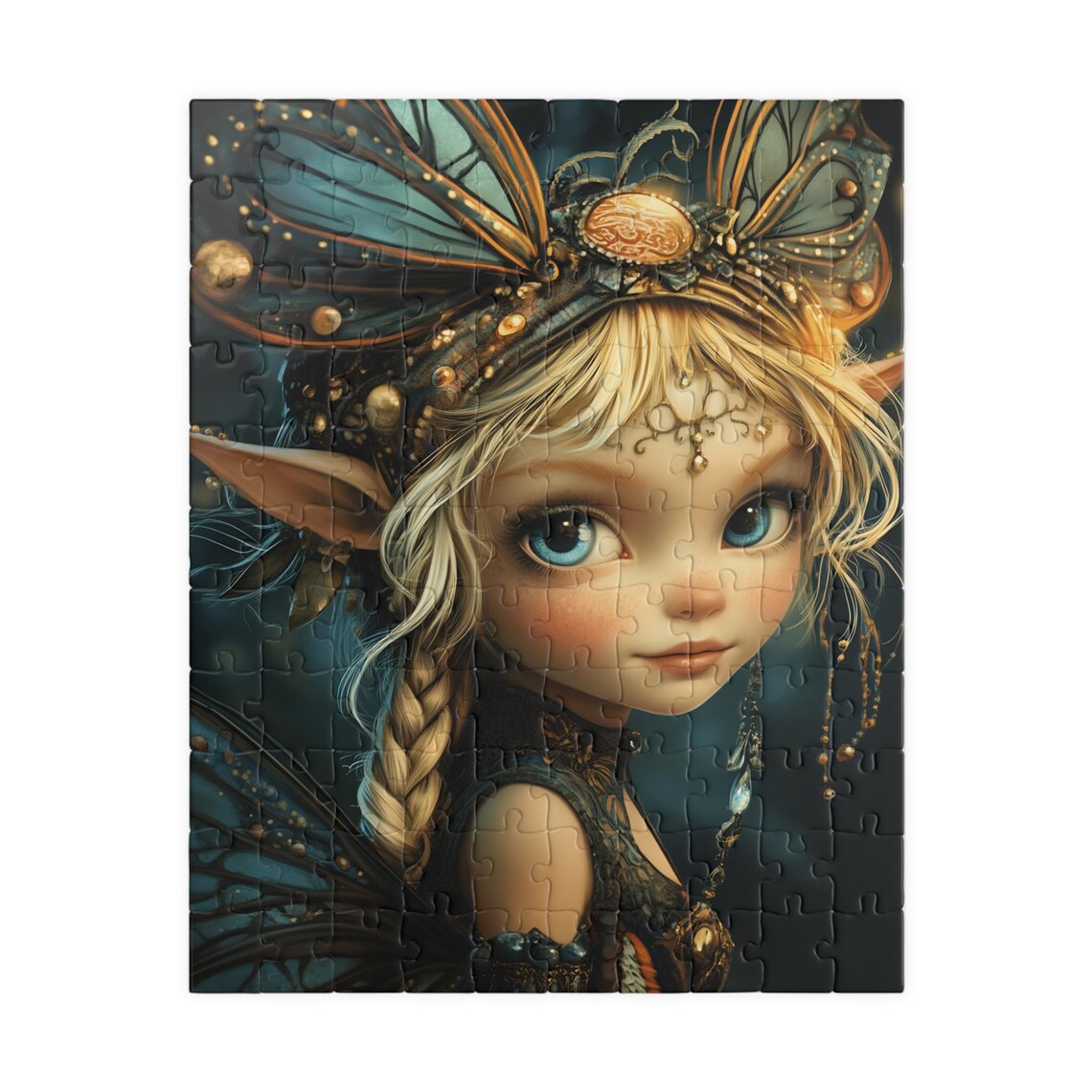 Onyx Fairy Dressed In Black With Feathered Headdress And Blue Eyes Poster - Image 5