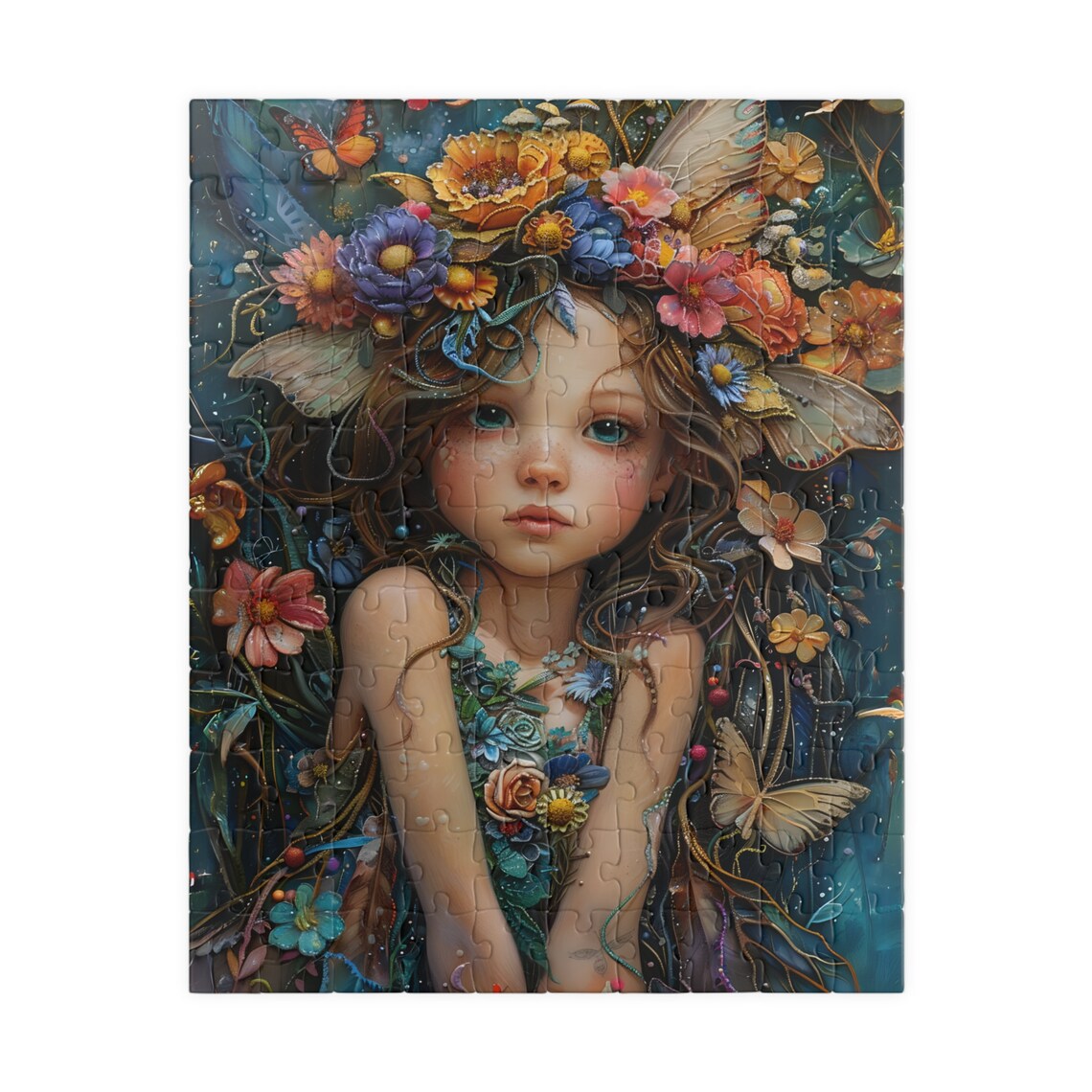 Flower Fairy Girl With Butterflies Dreamy Jigsaw Puzzle Print - Image 2