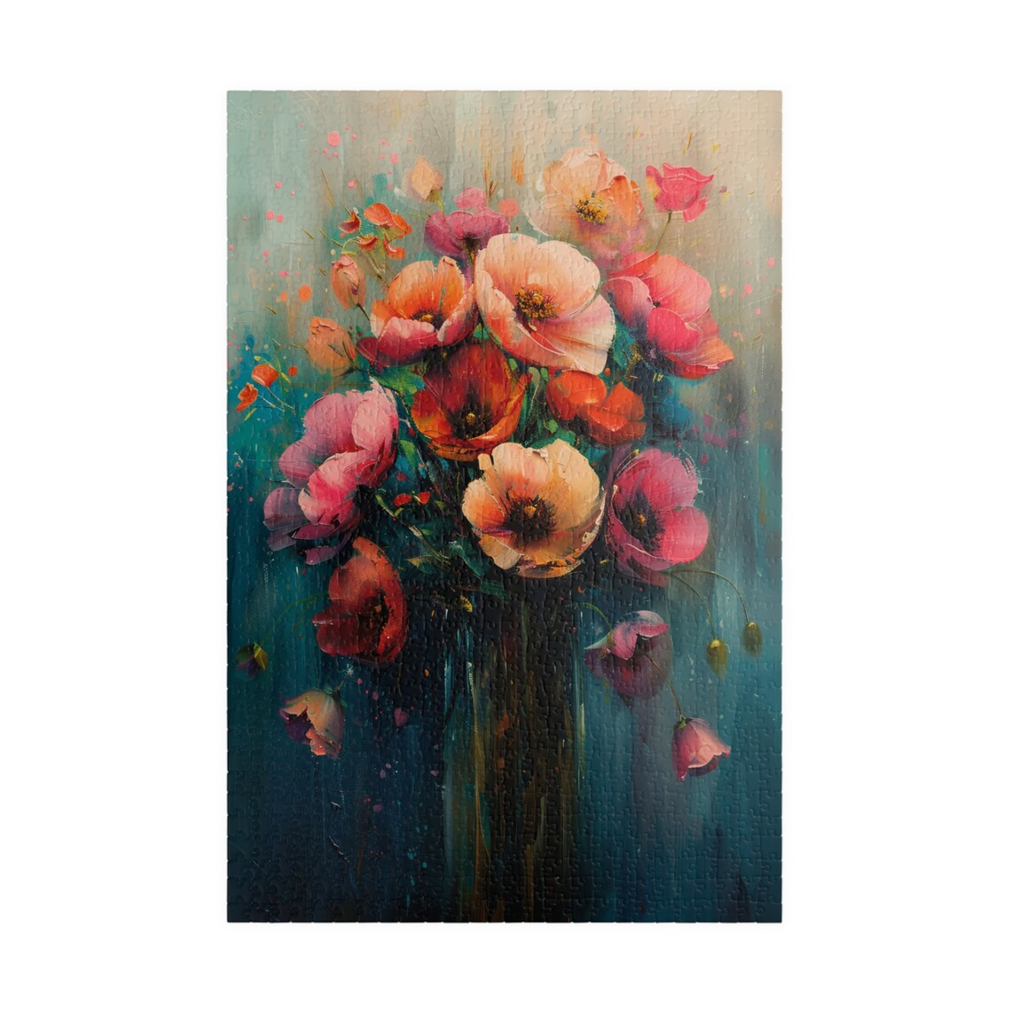 Soft Pink Poppy Bouquet Oil Painting Floral Still Life Poster - Image 3