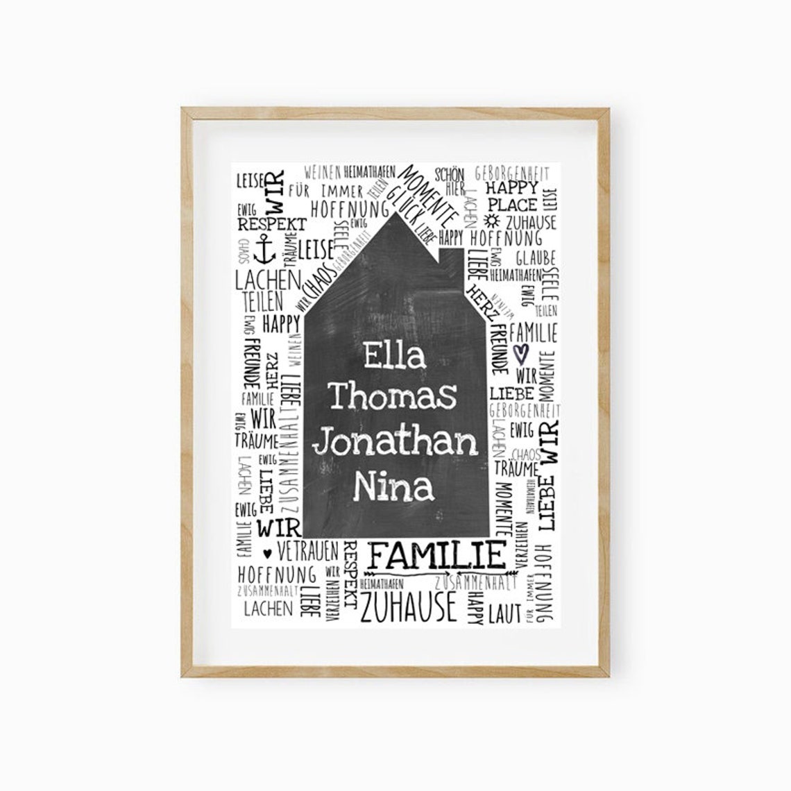 Family Word Cloud House Personalized Names Typography Art Poster