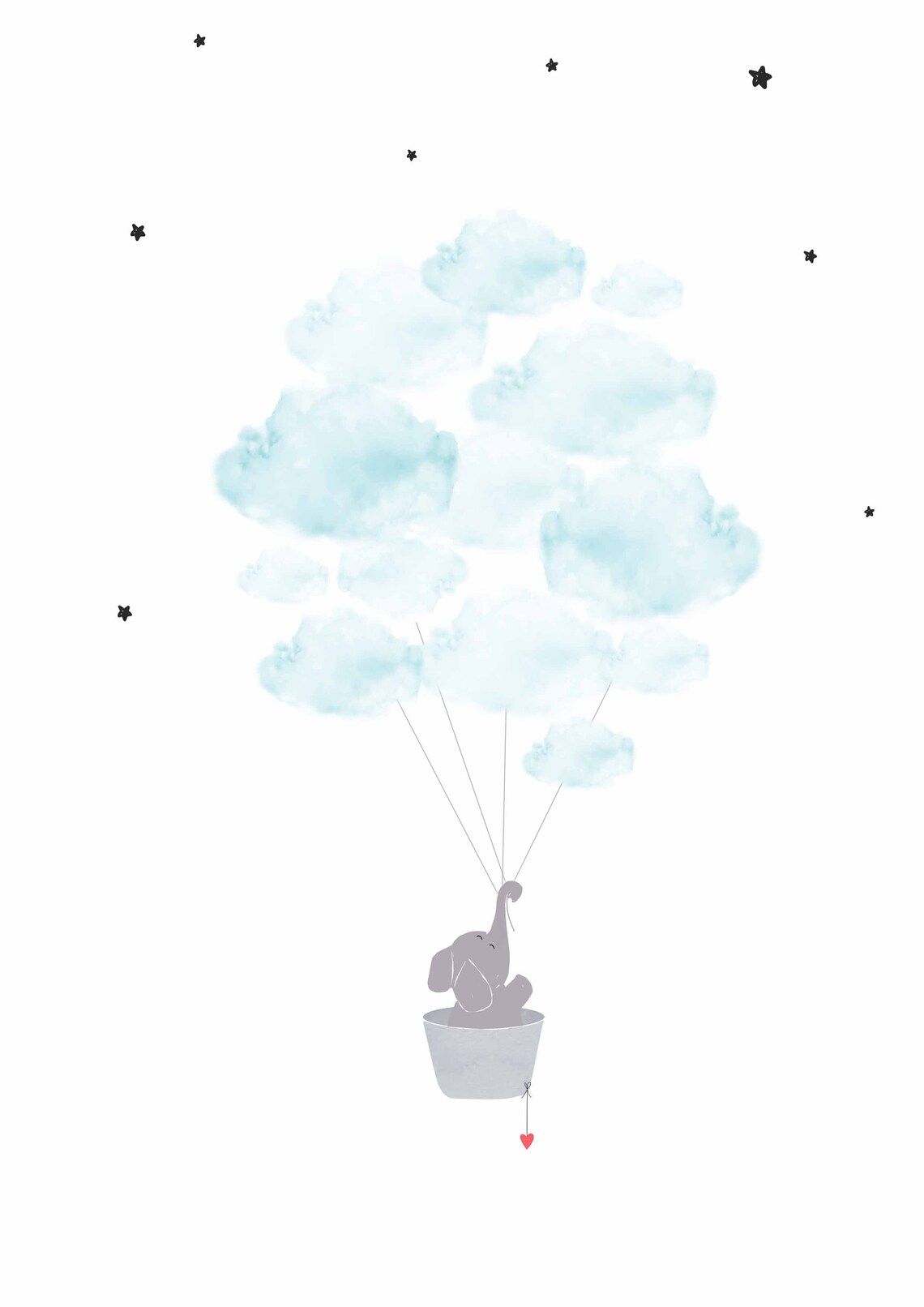 Elephant Reach For The Stars Nursery Art Print