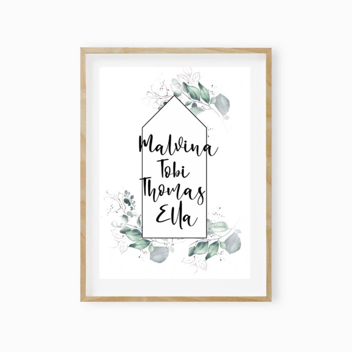 Personalized Family Names House Botanical Eucalyptus Art Poster