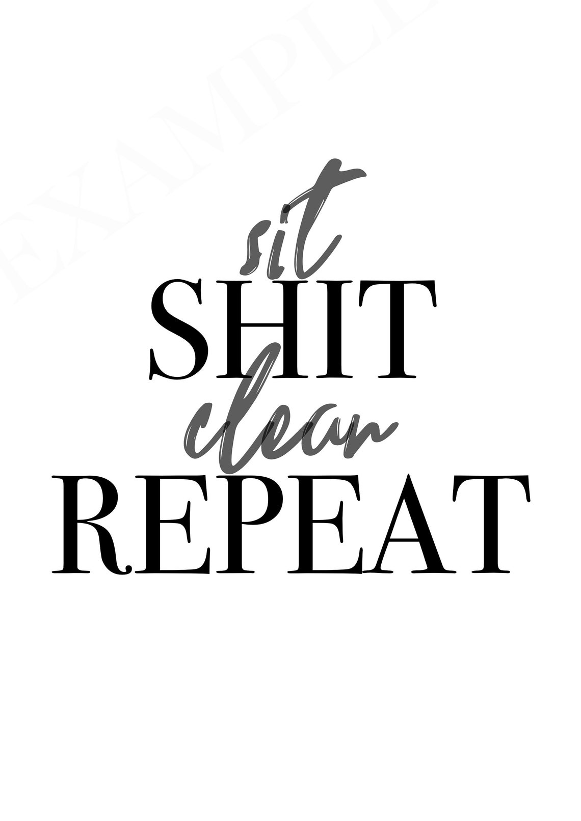Sit Shit Clean Repeat Funny Bathroom Quote Typography Poster - Image 2