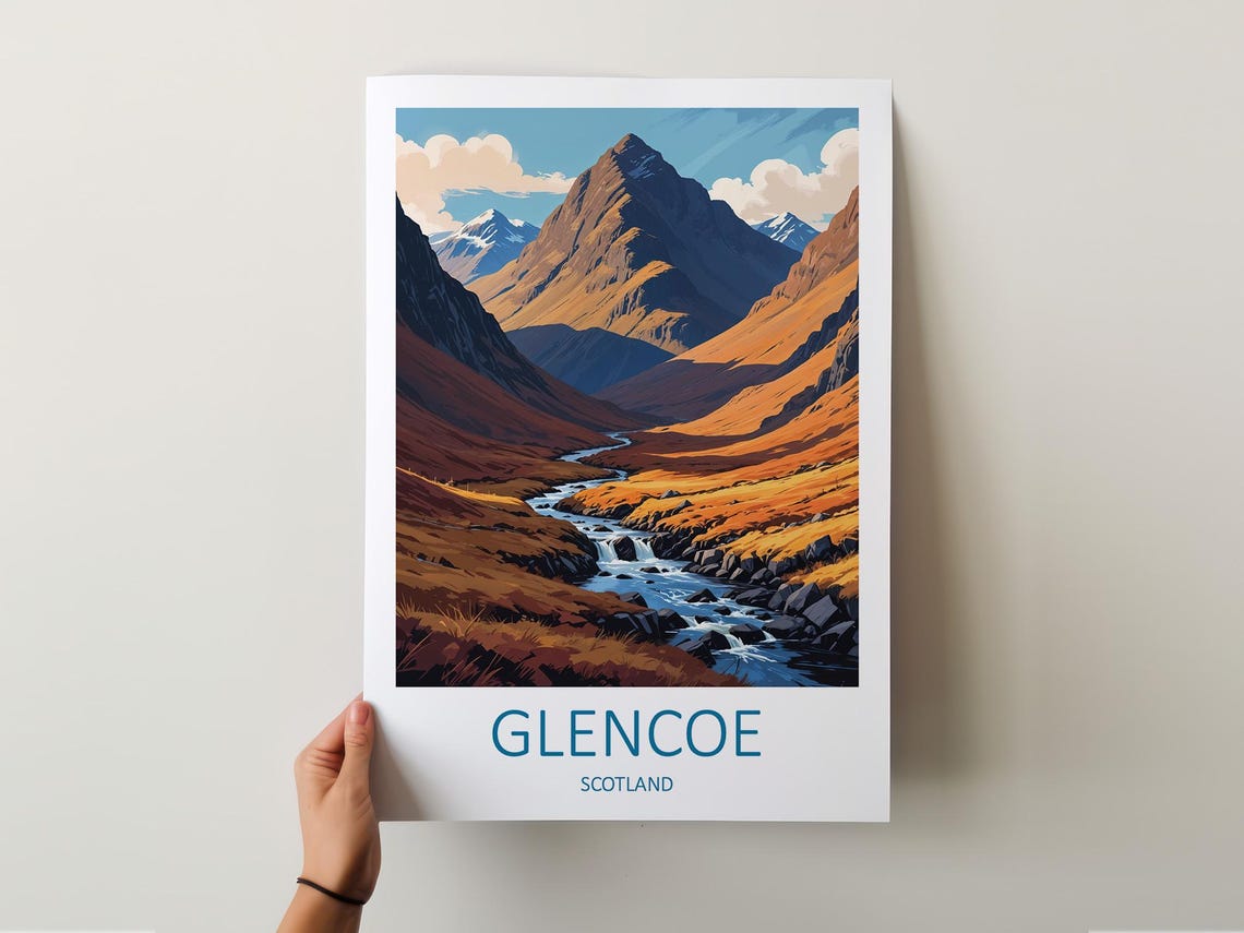 Glencoe Scotland Dramatic Valley Stream And Rocky Mountain Poster - Image 5