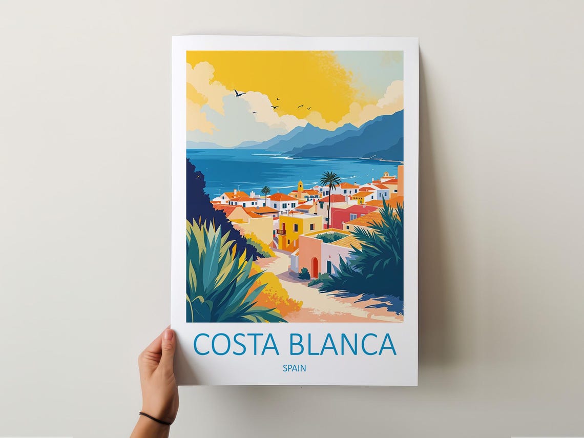 Costa Blanca Spain Coastal Town Palms Sunset Scenic Travel Poster - Image 6