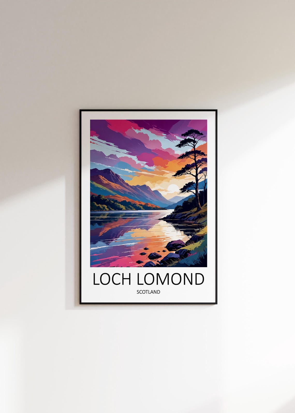 Loch Lomond Scotland Pink Sunset Loch Shore Glow Travel Poster - Image 3
