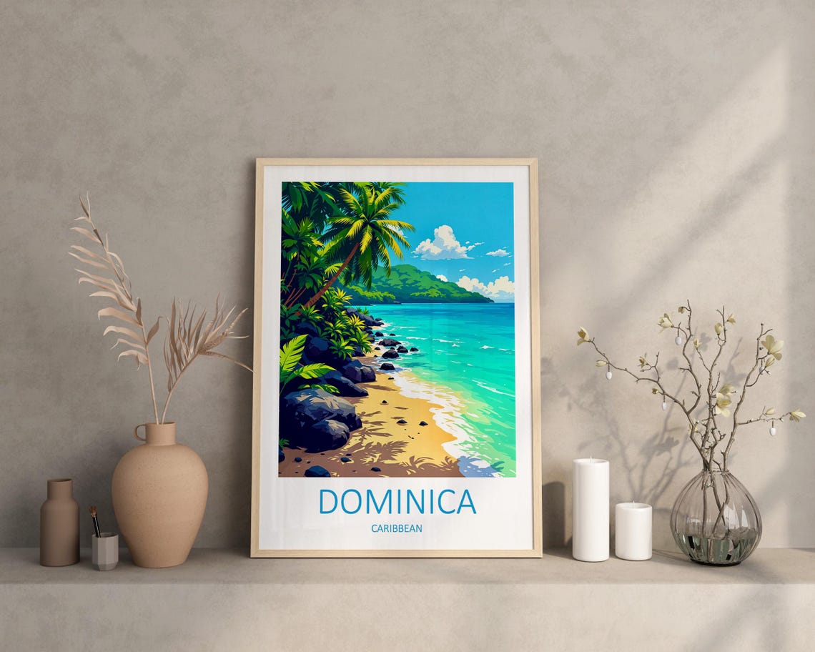 Dominica Caribbean Travel Poster Dominica Print Caribbean Wall Art Honeymoon Gifts Tropical Art Print Birthday Present Caribbean Decor - Image 3