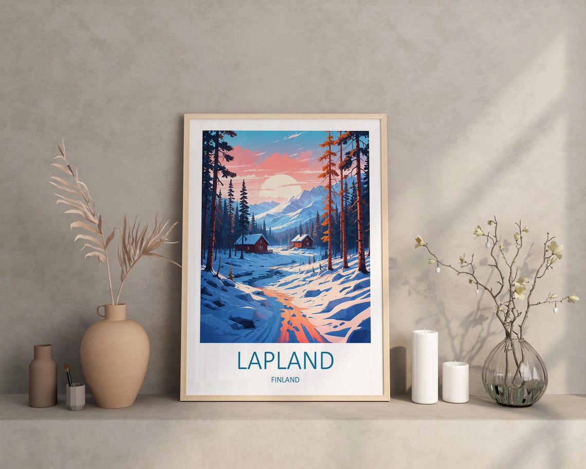 Lapland Print Lapland Poster Finland Art Finland Print Lapland Gift Finland Travel Poster Travel Gift Finnish Prints Lapland Finland - Image 2