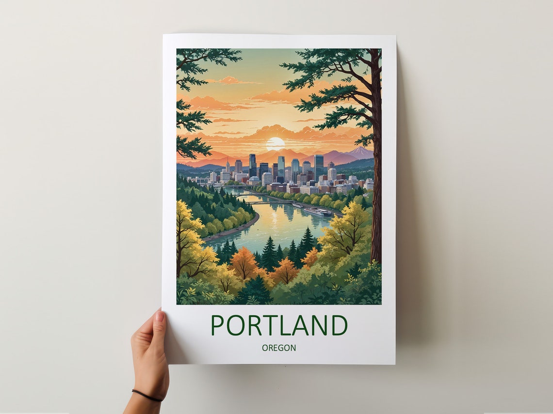 Portland Print Portland Oregon Wall Art Oregon Print Poster Portland Travel Print Portland Oregon Travel Gift Us Travel Poster - Image 5