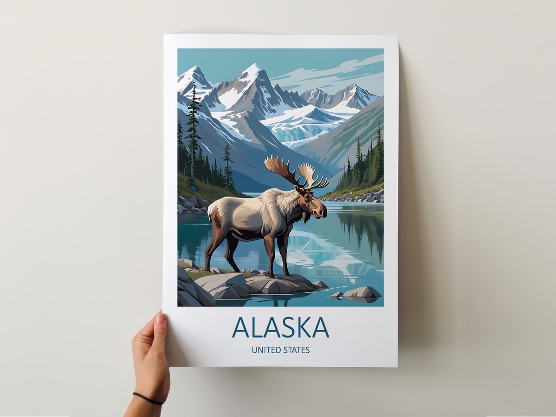 Alaska Print Alaska Poster Alaska Travel Print United States Prints Travel Gift National Park Poster Alaska Wall Art Alaska Gifts - Image 4