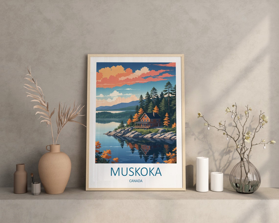 Muskoka Print Muskoka Poster Canada Travel Print Canada Poster Ontario Canada Print Lake Muskoka Print Lakes Print Canada Travel Gift - Image 4