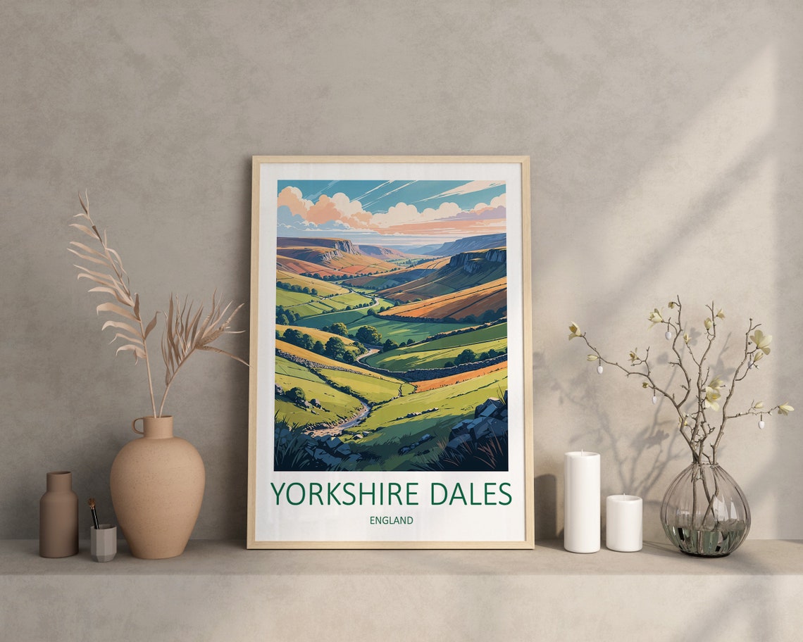 Yorkshire Dales England Rolling Green Hills Valley View Poster - Image 3