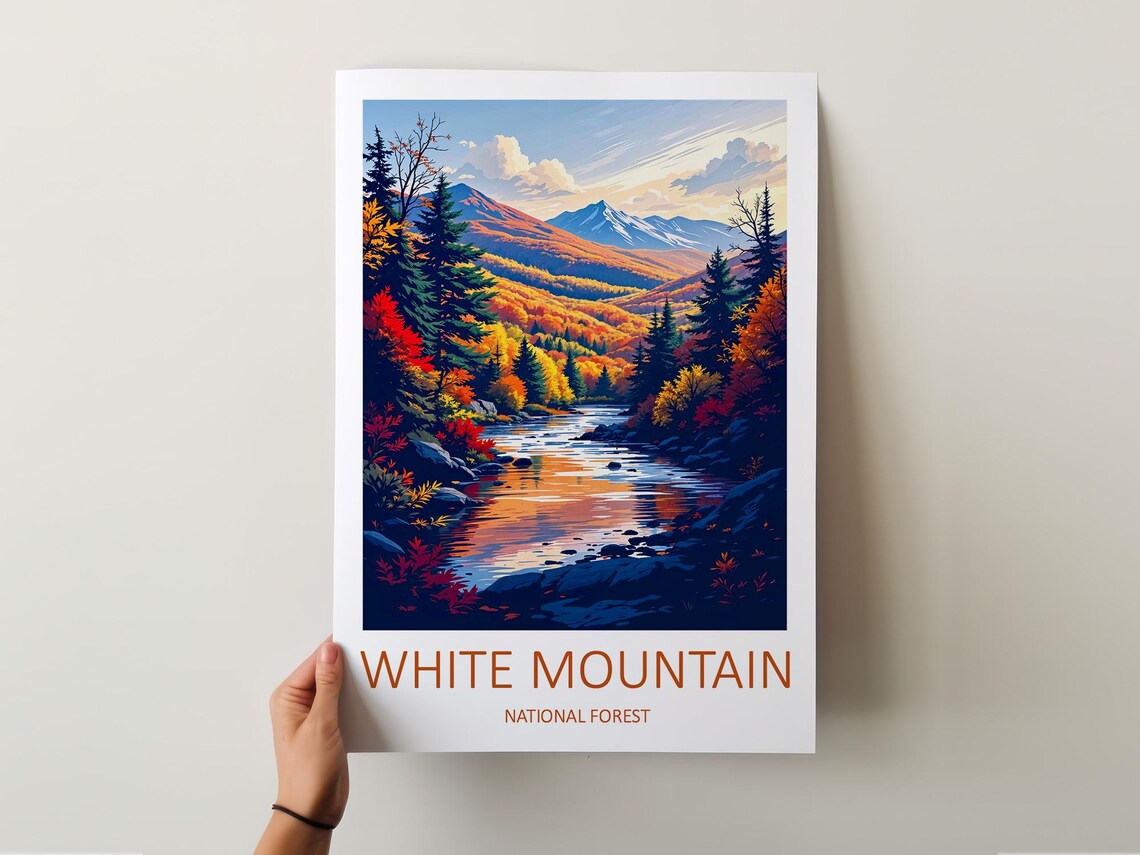 White Mountain National Forest Autumn River Valley Travel Poster - Image 6