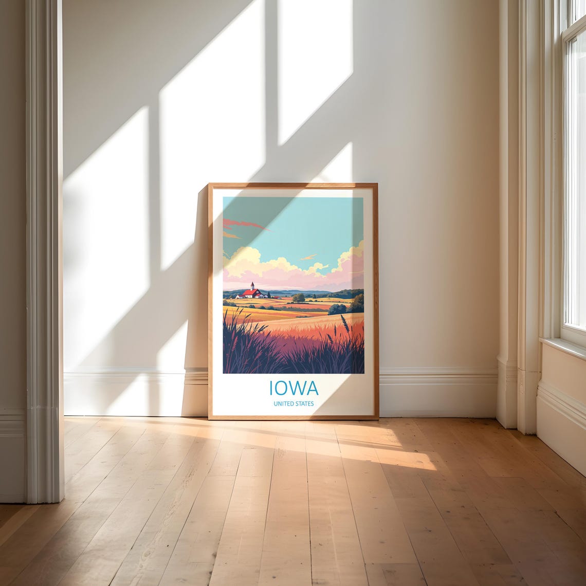 Iowa Travel Print United States Wall Art Lovers Gift Iowa Poster Birthday Present Home Decor Travel Poster Iowa Illustration Landscape - Image 6