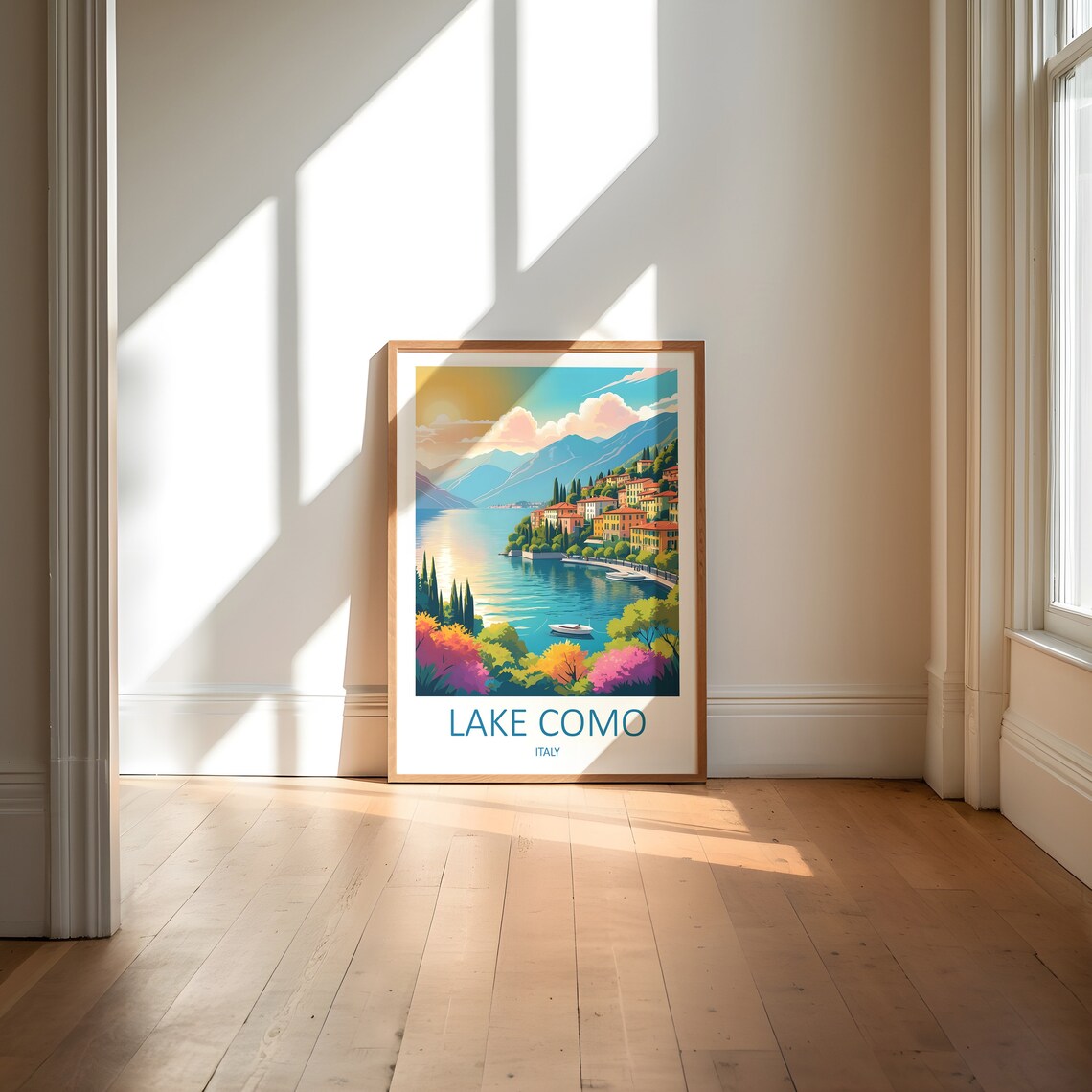 Sunset Over Lake Como Italy With Boats and Lakeside Village Poster - Image 5