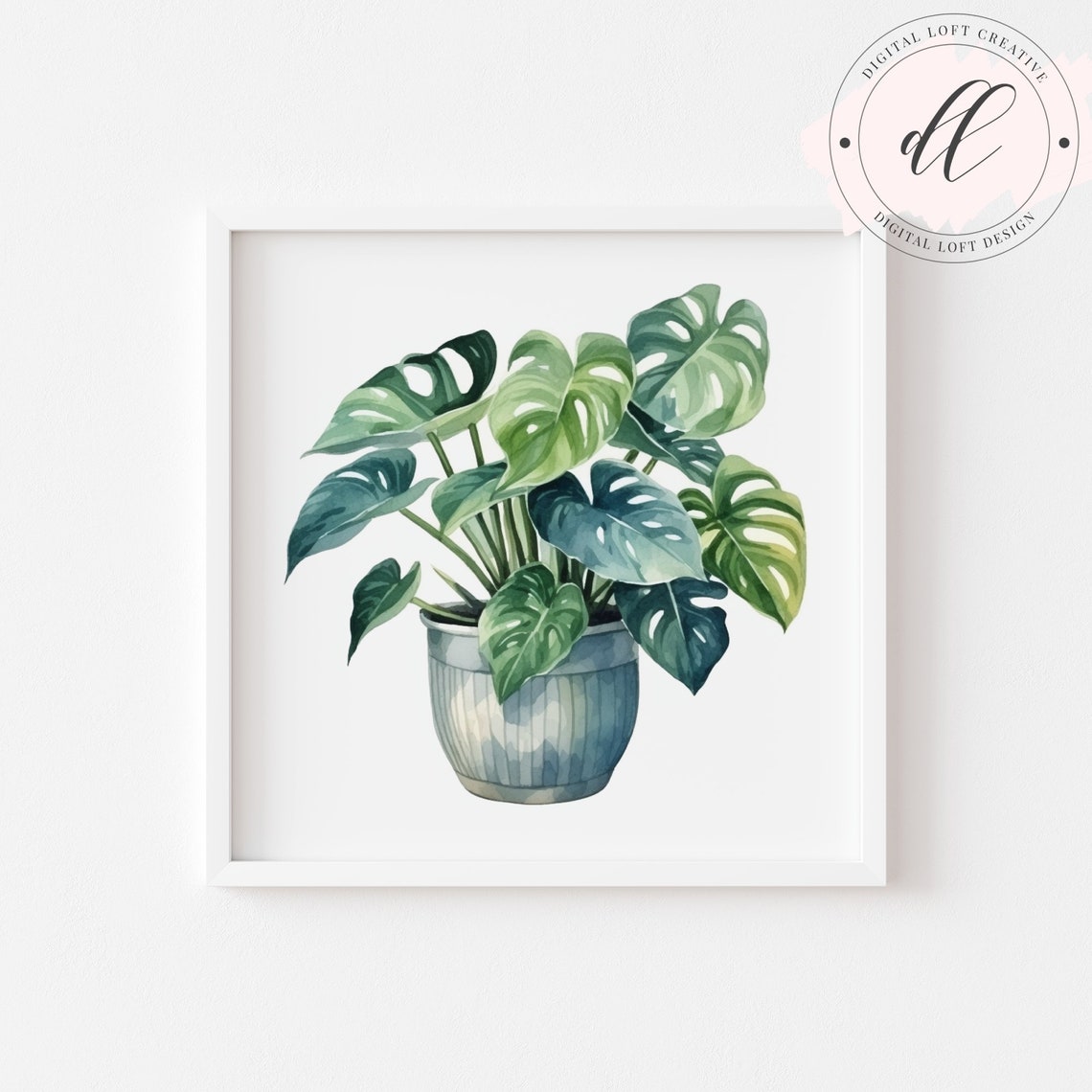 Watercolor Monstera Plant Botanical Wall Art Decor Tropical Leaf Home Office Greenery Illustration - Image 2