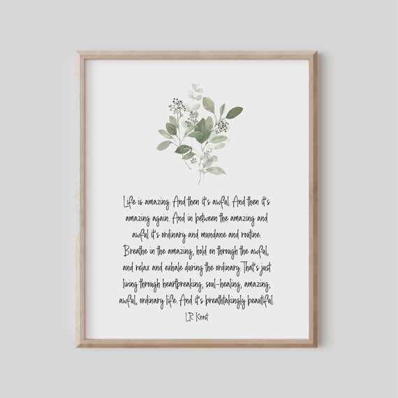 Life Is Amazing Lr Knost Quote Inspirational Wall Art Social Worker Gift Therapist Office Decor Quotes About Beautiful