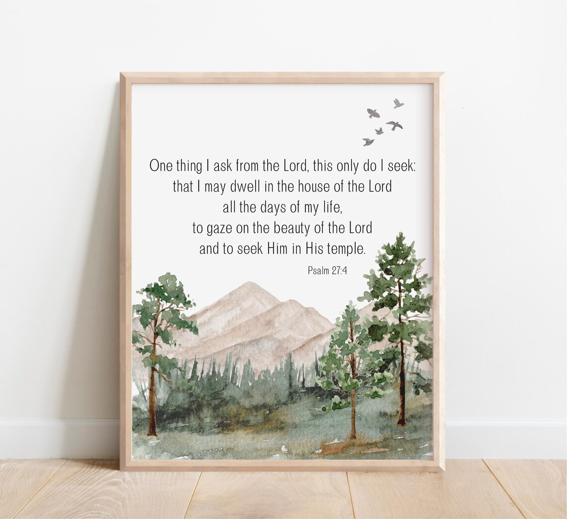 Psalm 27:4 Bible Verse Poster Dwell In The House Of The Lord Watercolor Gift