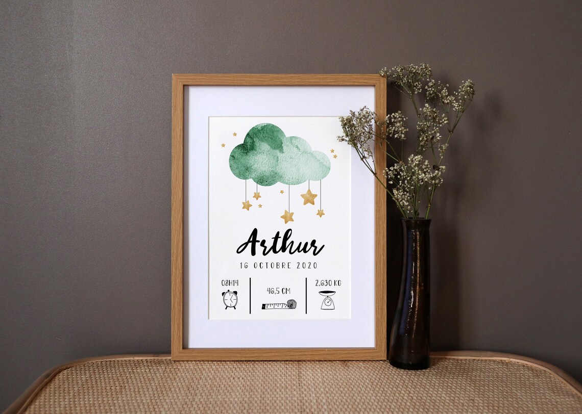Personalized Birth Poster Rain Of Stars, Poster