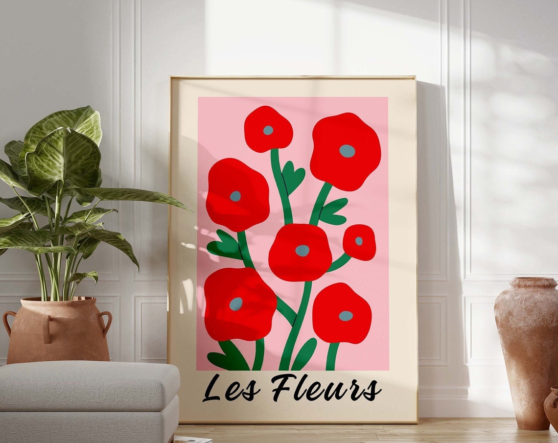 Les Fleurs Poppies Botanical Art Print