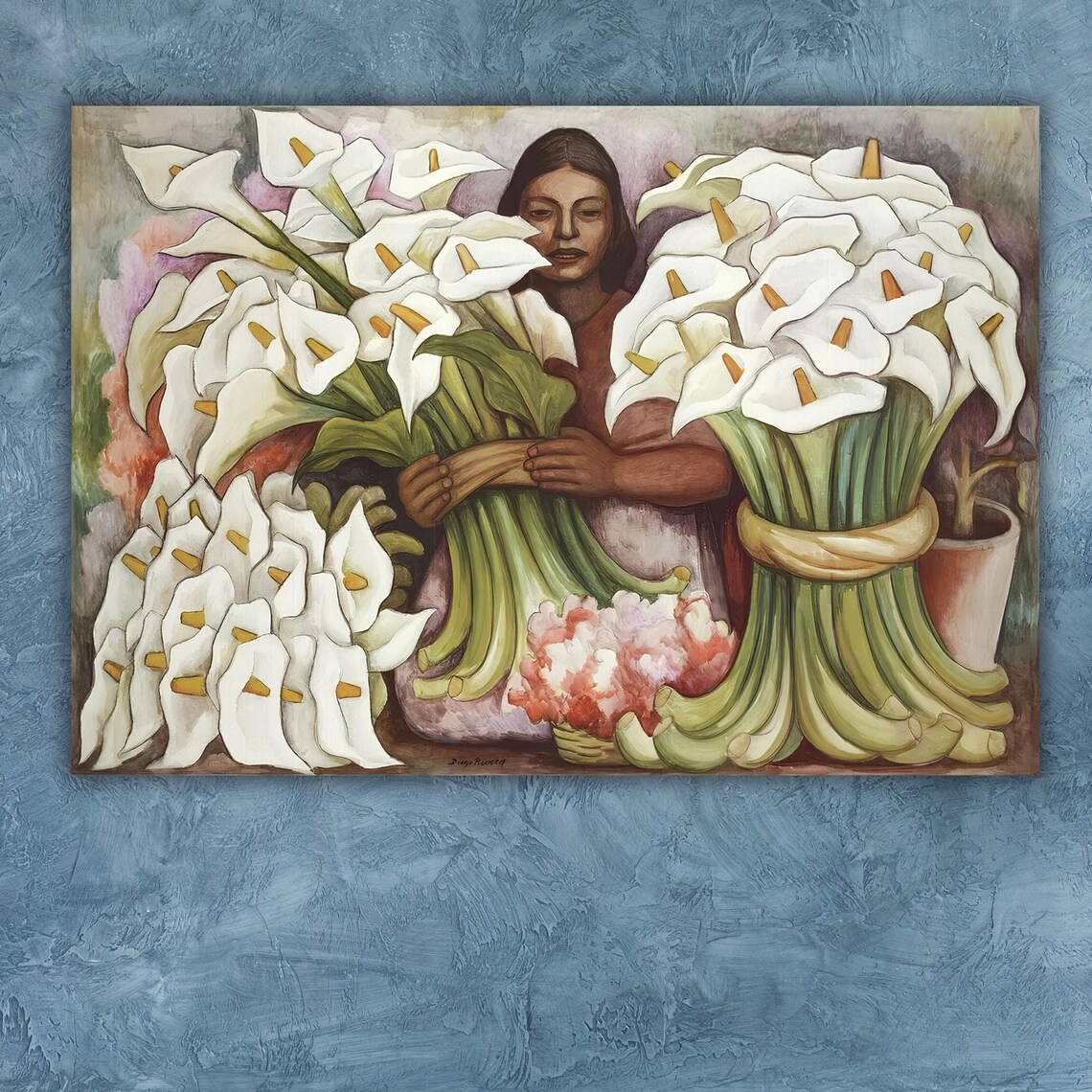 Diego Rivera Calla Lily Flower Vendor Mexican Folk Painting Poster