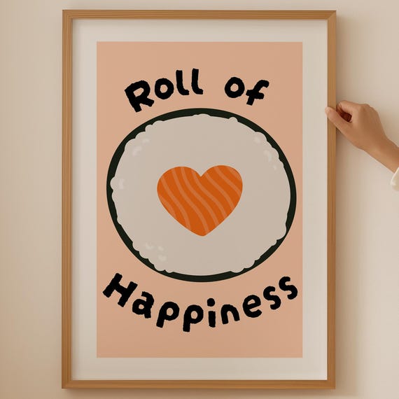 Cute Japanese Sushi Poster Trendy Salmon Ramen Chopstick Print For Asian Kitchen Room Decor Japandi Noodle Lover Wall Art Gift