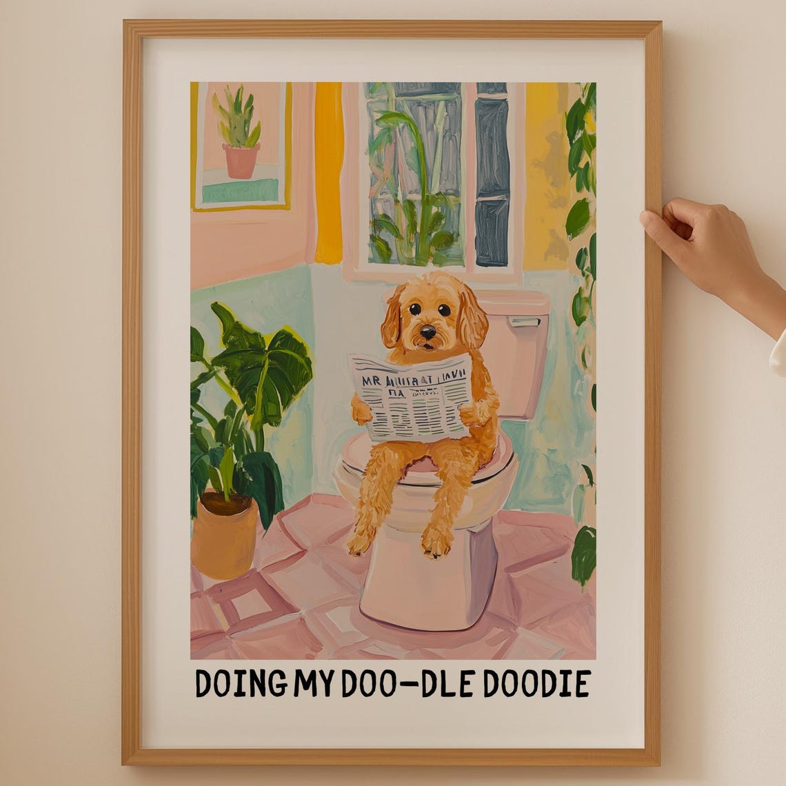 Goldendoodle Doing My Doodle Doodie Funny Bathroom Humor Poster