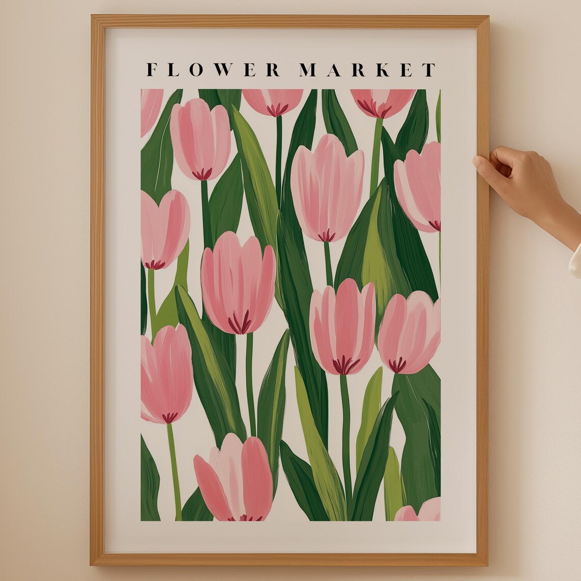 Tulip Flower Market Poster, Botanical Room Decor