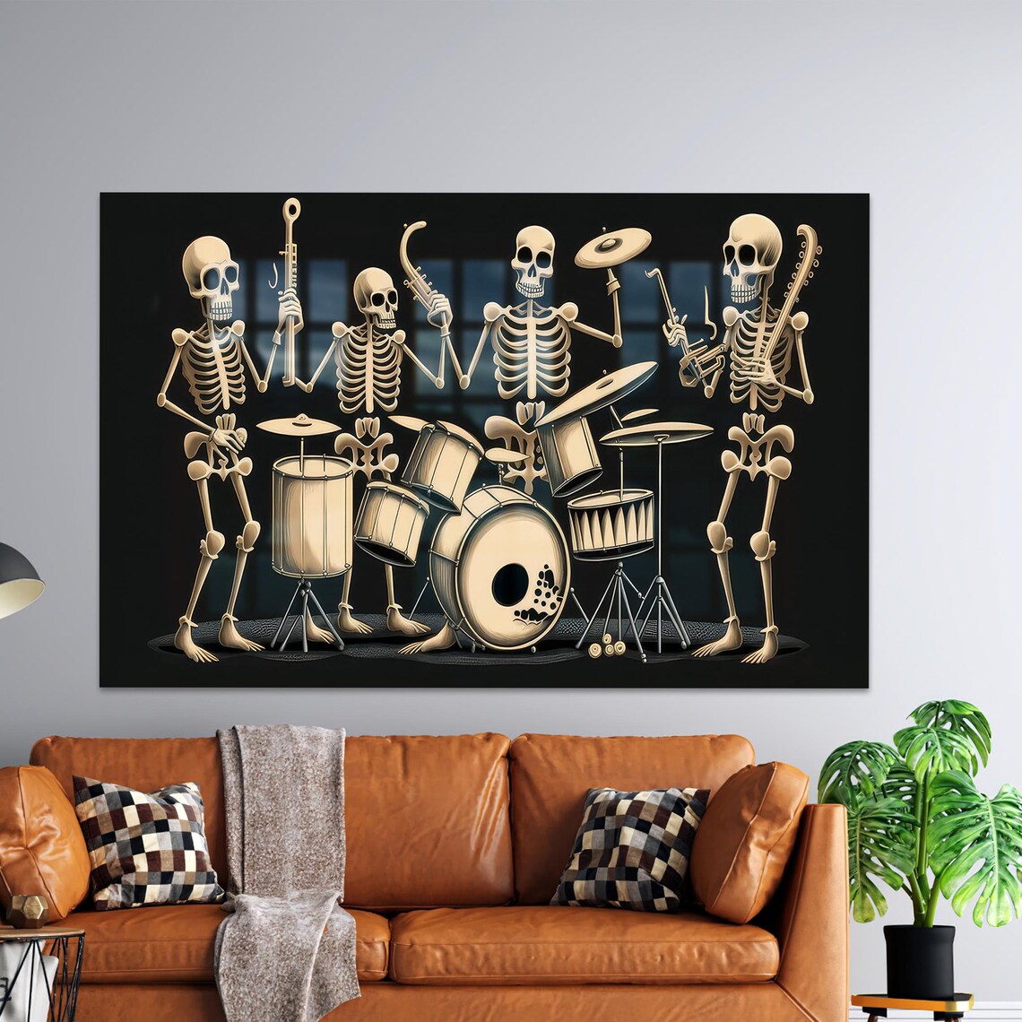Skeleton Man Cave Room Skull Art Print