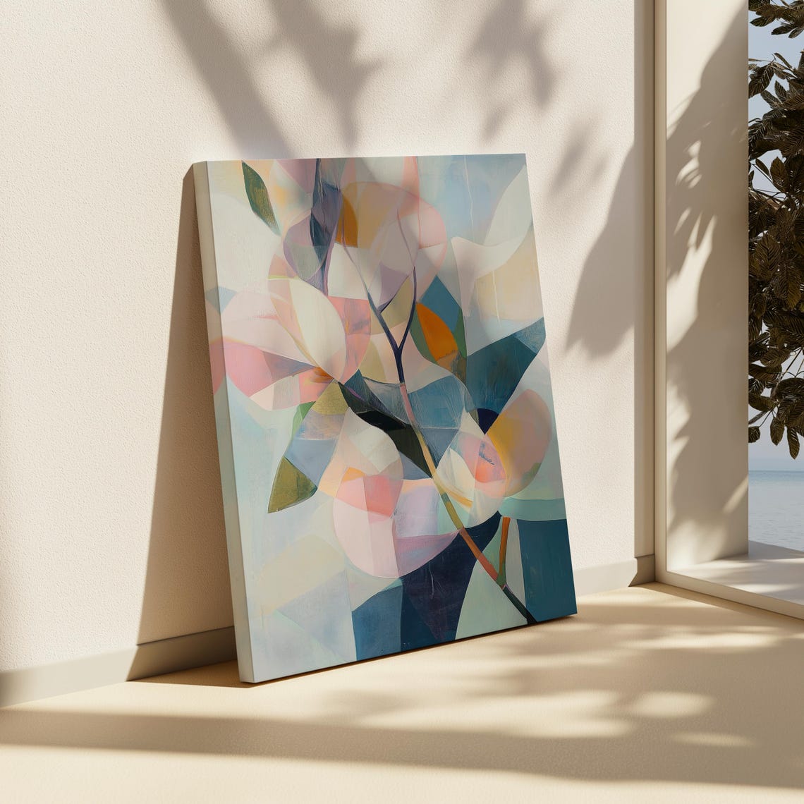 Abstract Pastel Floral Geometric Modern Botanical Art Poster - Image 2