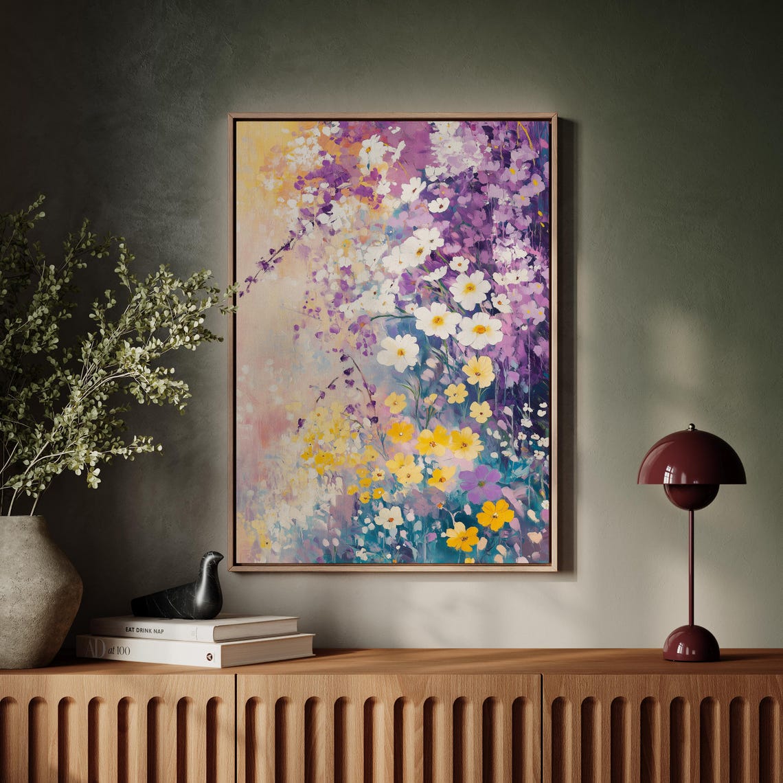 Impressionist Purple Cosmos and Yellow Wildflowers Painting Poster - Image 5