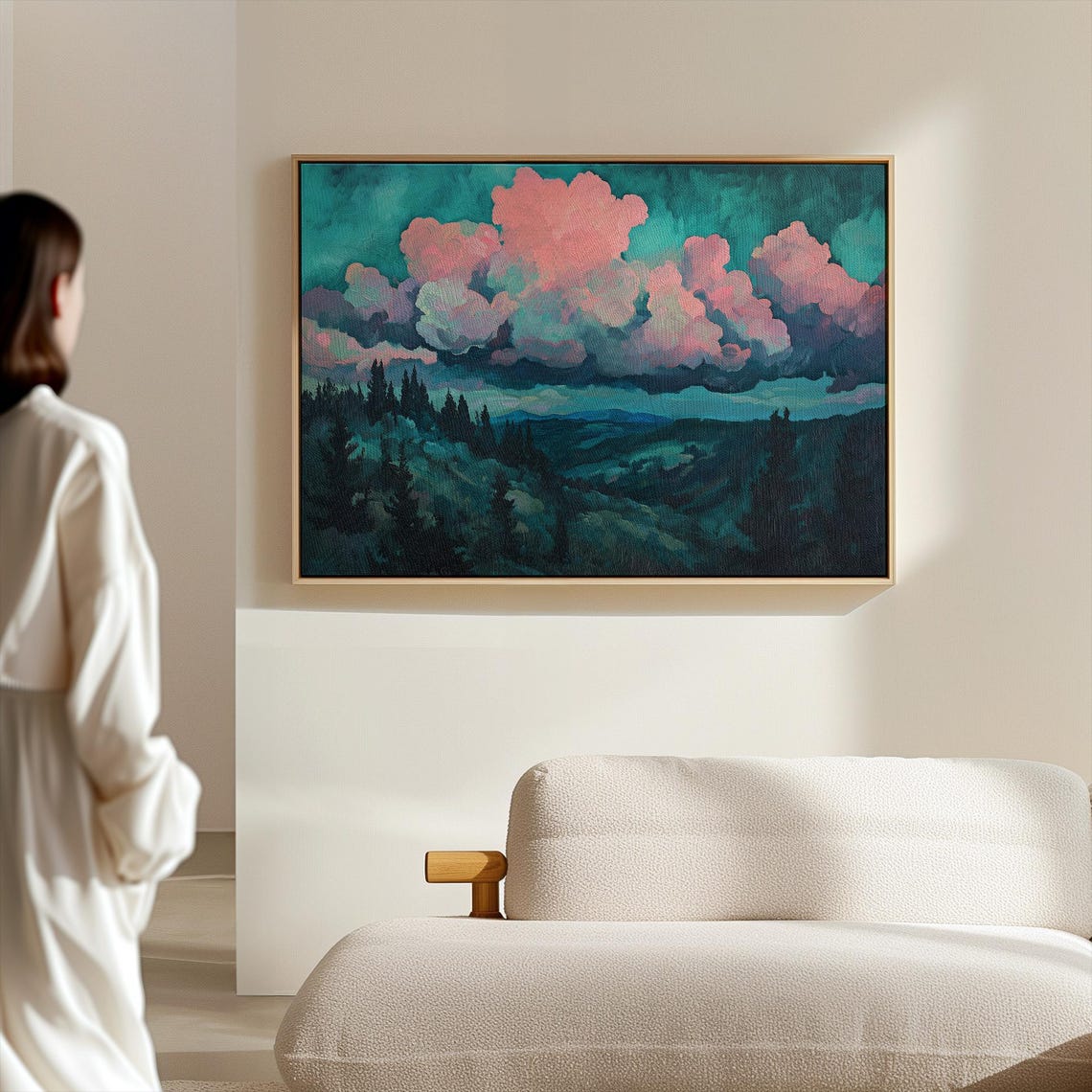 Cloudscape Painting Wall Art Sunset Painting Dramatic Sky Wall Decor Forest Scenery Art Fantasy Landscape Art Moody Wall Art - Image 5