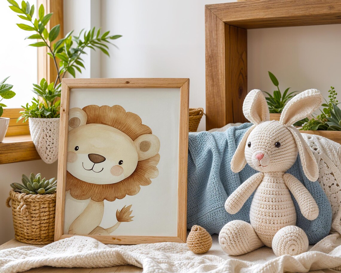 Watercolor Lion Art Print, Cute Safari Nursery Decor - Image 4