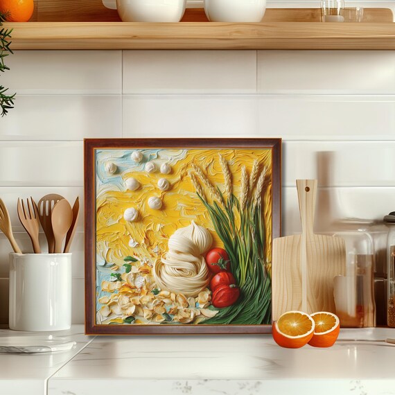 Italian Ingredients Impasto Still Life Garlic Tomato Wheat Art Poster