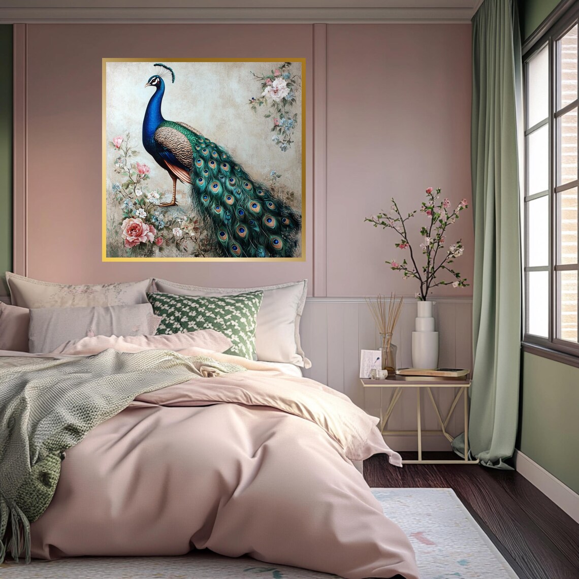 Vintage Peacock Art Print, Elegant Nature-Inspired Decor - Image 4