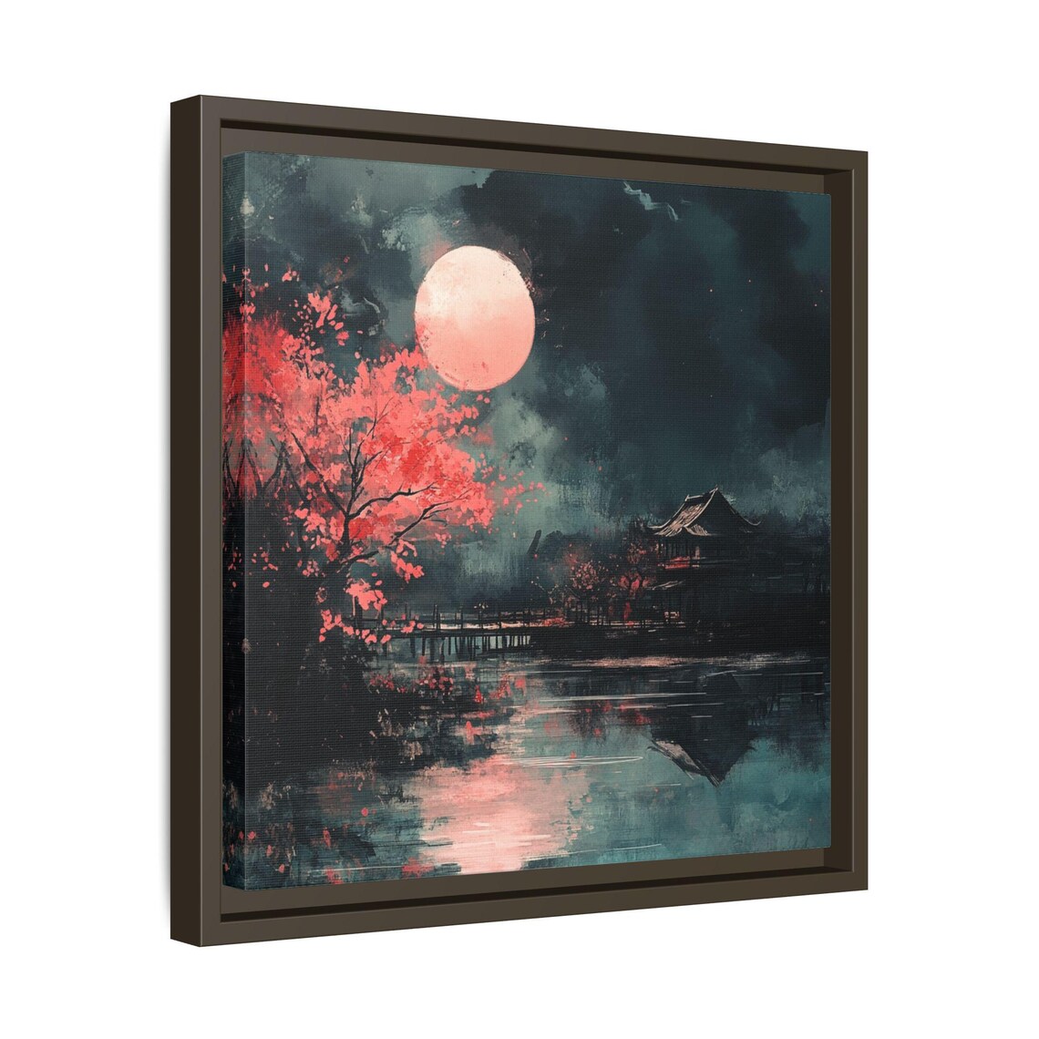 Asian Moon and Floral Chinoiserie Wall Decor - Image 3