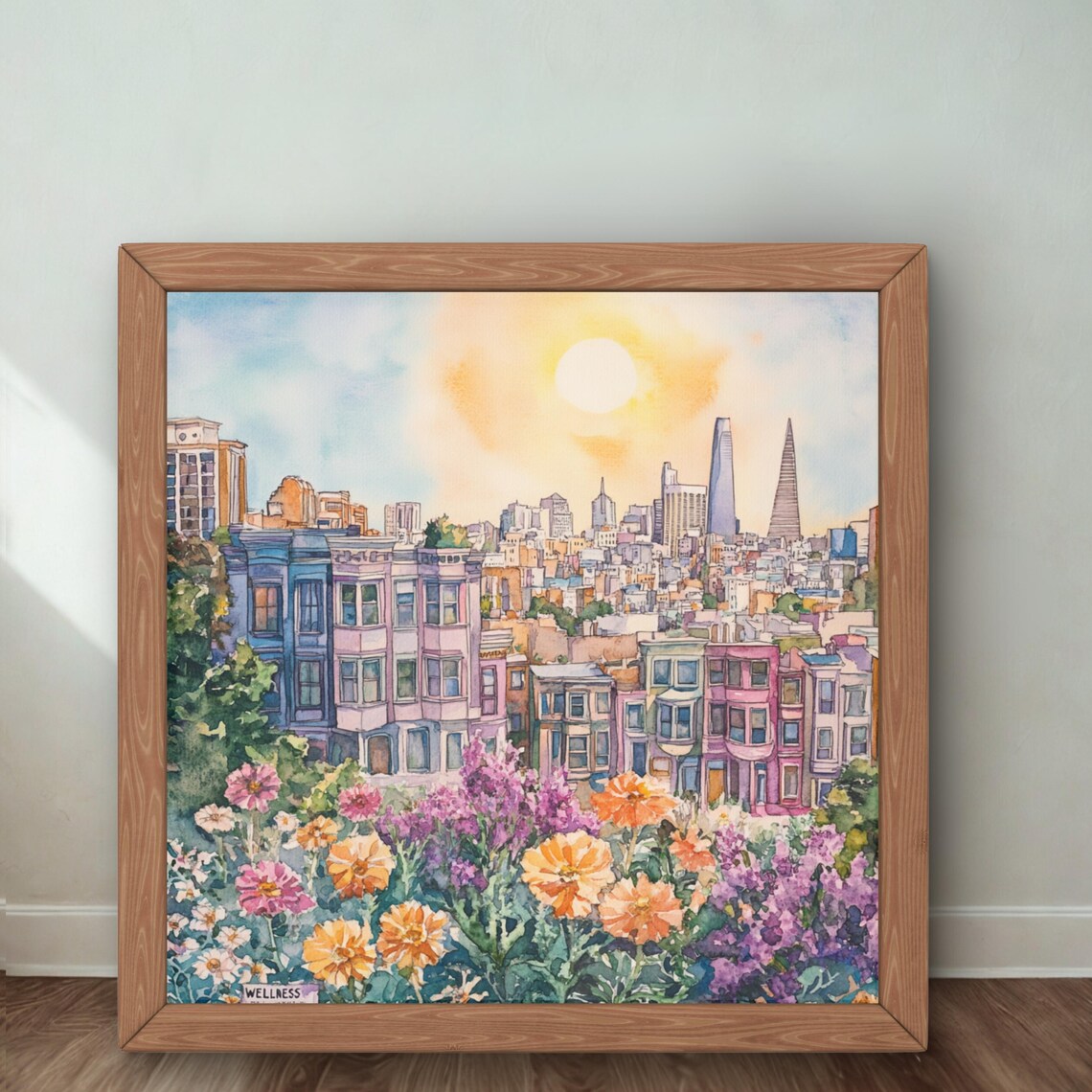 San Francisco Watercolor Cityscape, Abstract Art Print