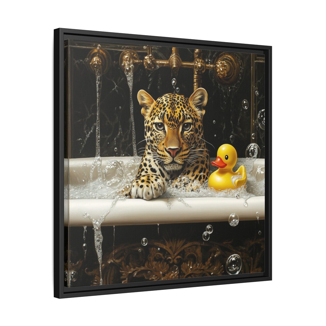 Leopard And Rubber Duck Bathroom Art Print - Image 2