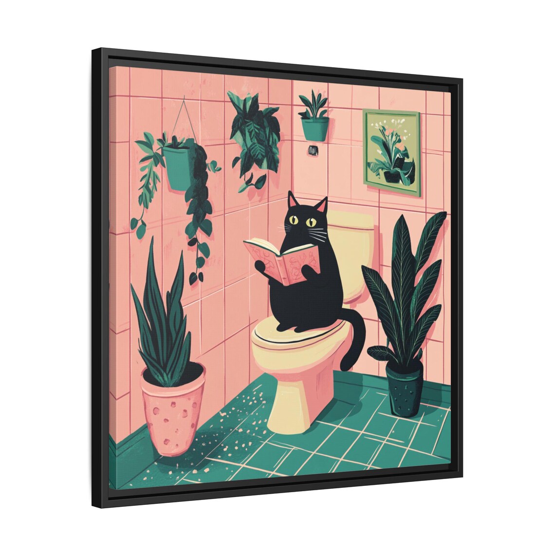 Whimsical Cat Bathroom Wall Art, Funny Gift - Image 2