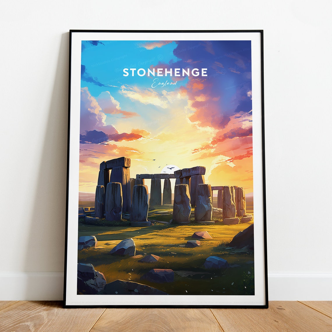 Dramatic Stonehenge England Sunset Ancient Stones Travel Poster - Image 2